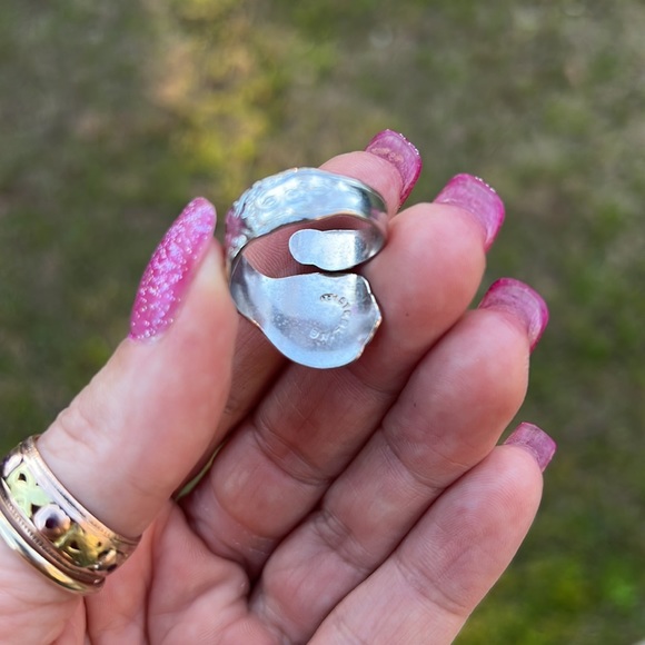 Vintage Sterling Silver UNCAS Floral Scroll Spoon Handle Ring - Picture 12 of 17